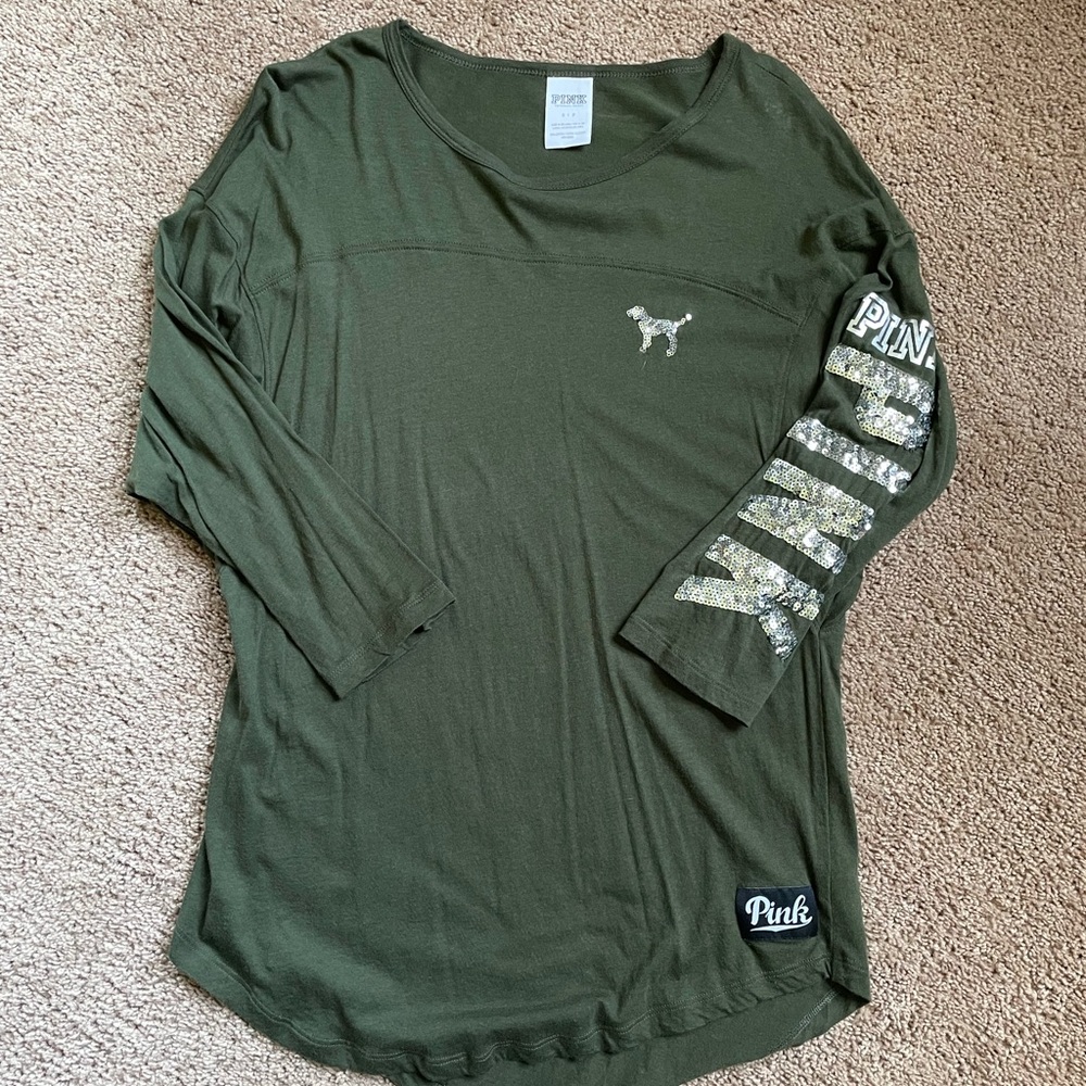 Womens PINK 3/4 sleeve shirt